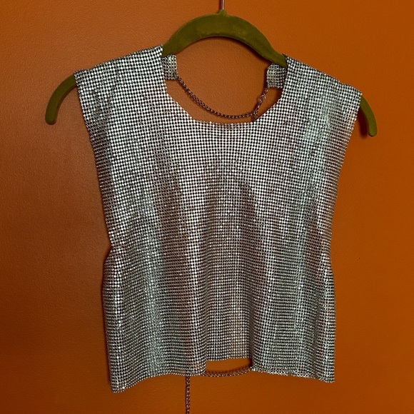 Silver Open Back Rhinestone Top - Picture 11 of 13